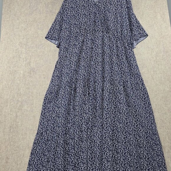 Helenemari Womens Maxi Dress Navy Blue/White Floral Print US Size 26 Lightweight - Picture 1 of 6